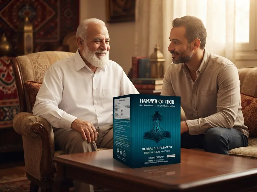 أب وابنه في جلسة عائلية مع عبوة هامر أوف ثور — ثقة تتوارثها الأجيال